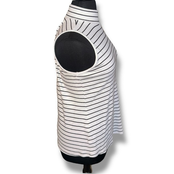 LANE BRYANT Mock Neck Ribbed Tank Classic Sleeveless - 18/20 White/ Black Stripe - Picture 3 of 14